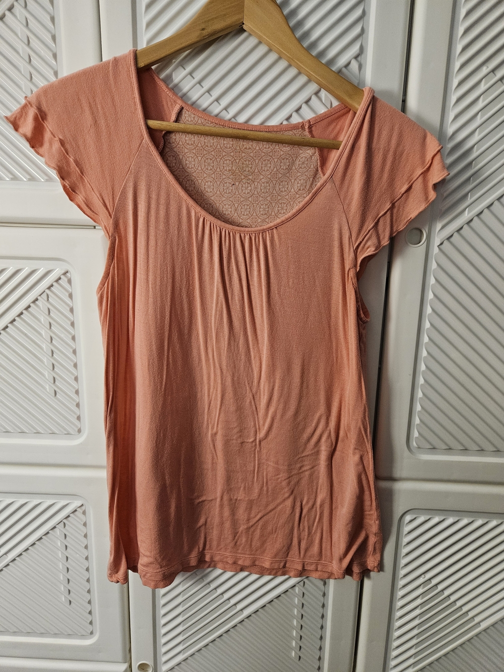 Women's Peach Scoop Neck Short Sleeve Top